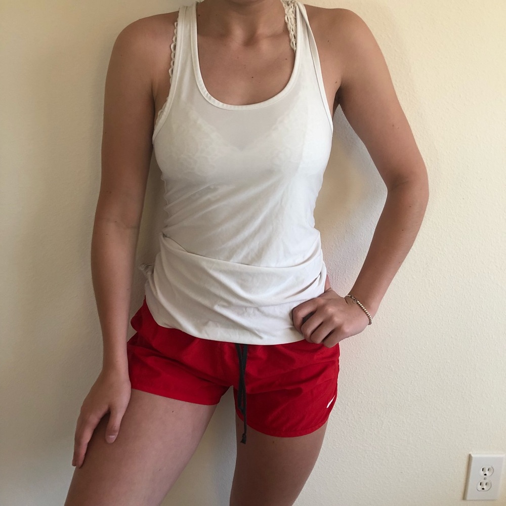white nike racer back tank top